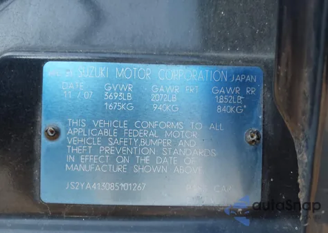 2008 Suzuki Sx4 Convenience from USA, damaged, VIN JS2YA413085101267